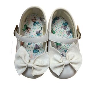 Vintage Dyna Kids Baby Shoes Size 2 White Mary Janes‎ Bow Dress